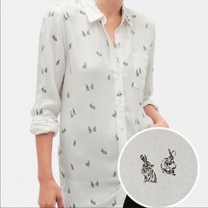 Rabbit print button down